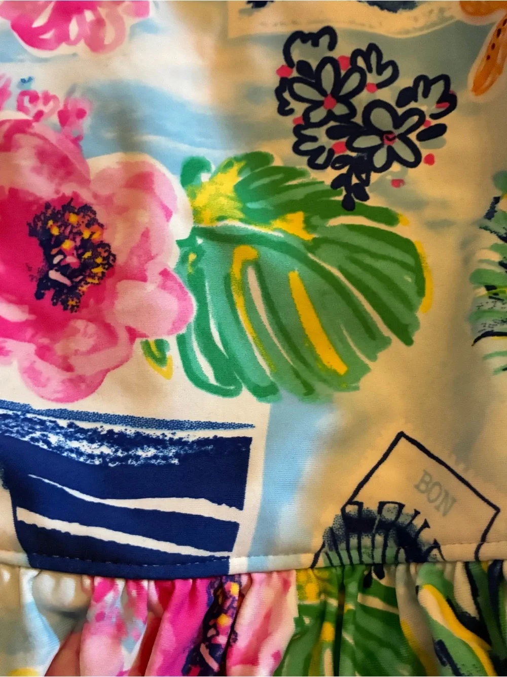 Gymboree Blue Floral Peplum One-Piece Swimsuit
